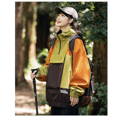 Camping Patchwork Windproof Anorak