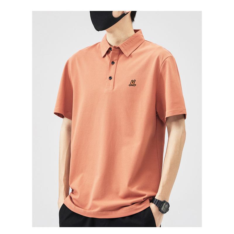 Premium Silky Luster Lapel Quality Beaded Embroidery Embroidery Short Sleeve Polo Shirt