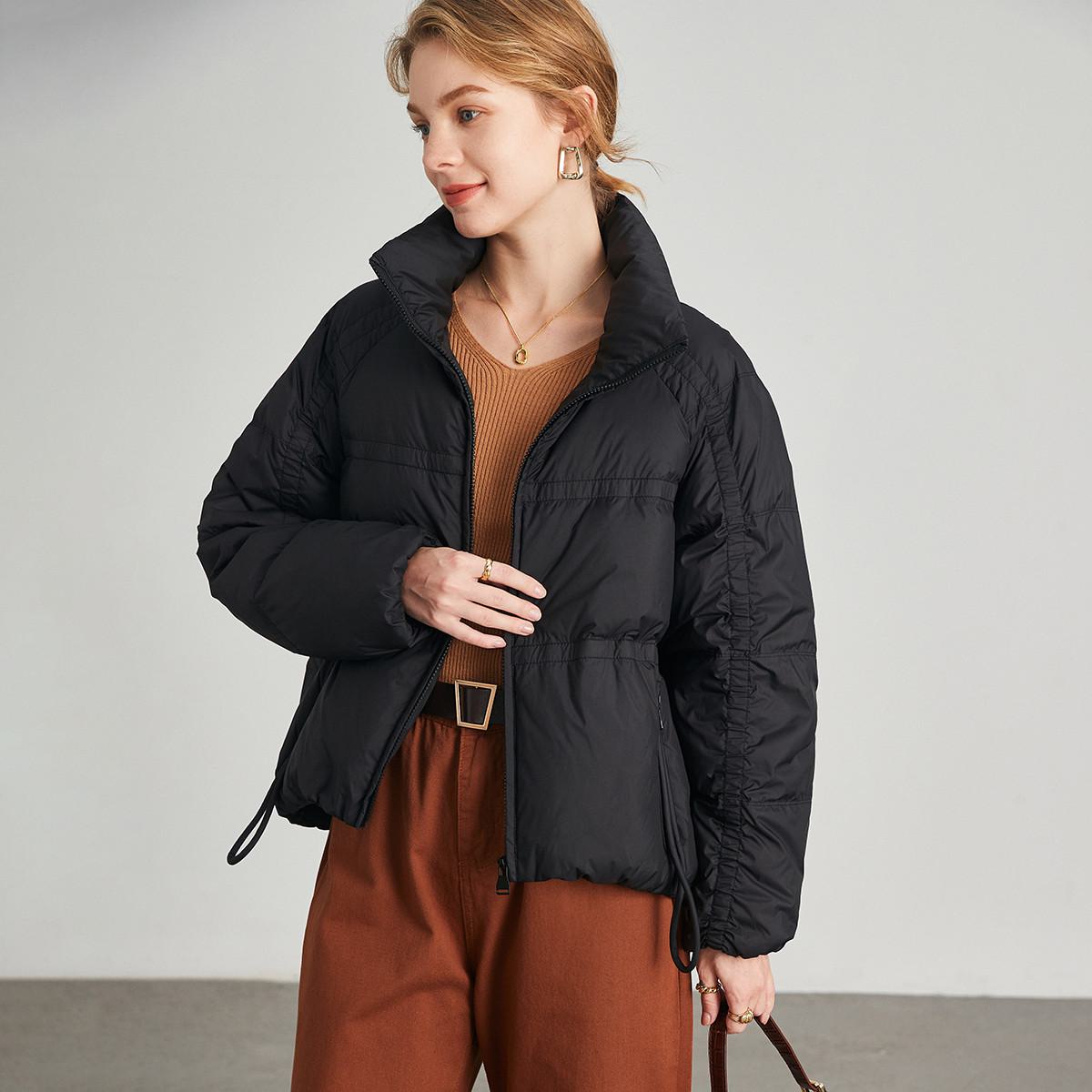 Stand-Up Collar Windproof Cropped Down Jacket