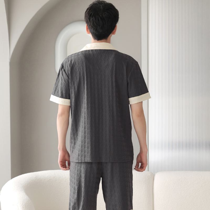 Einfaches Lycra Jacquard Karo Pyjama-Set