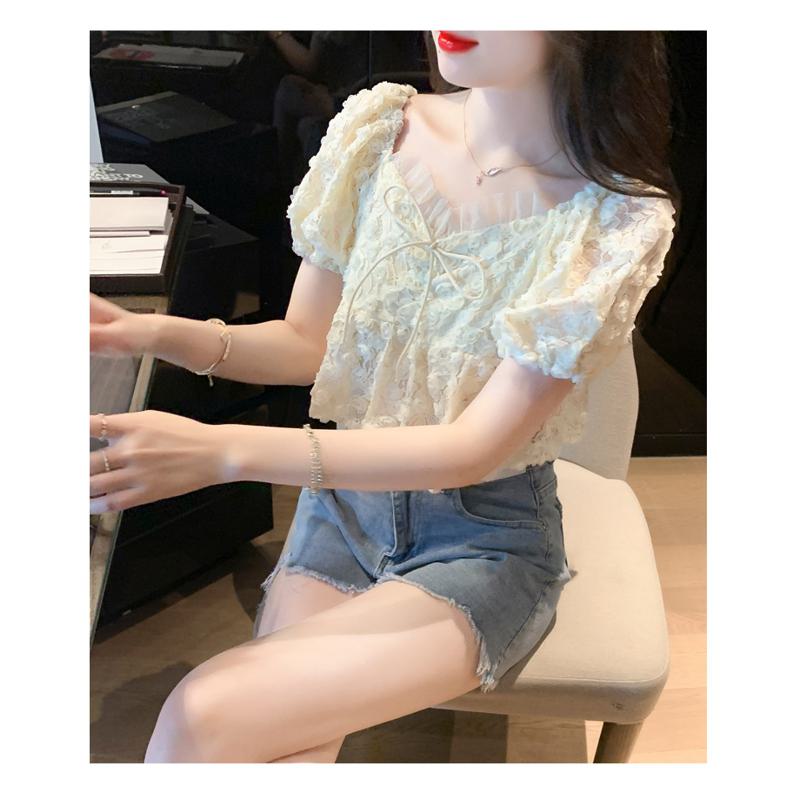 Embroidery Mesh Fairy Flower Lace Blouse