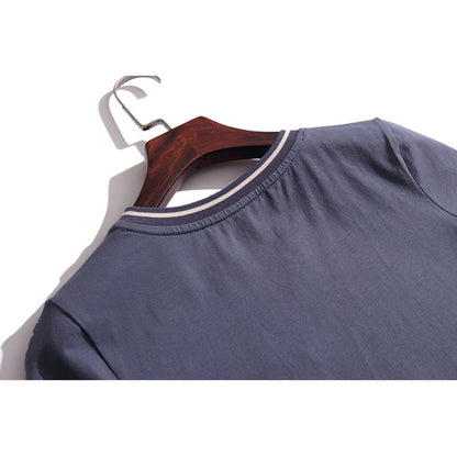 Camiseta de manga corta con cuello redondo y estampado anti-envejecimiento