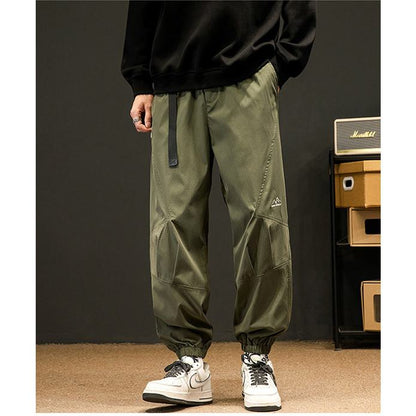 Pantalon large à motifs patchwork, élasticité et coupe ample