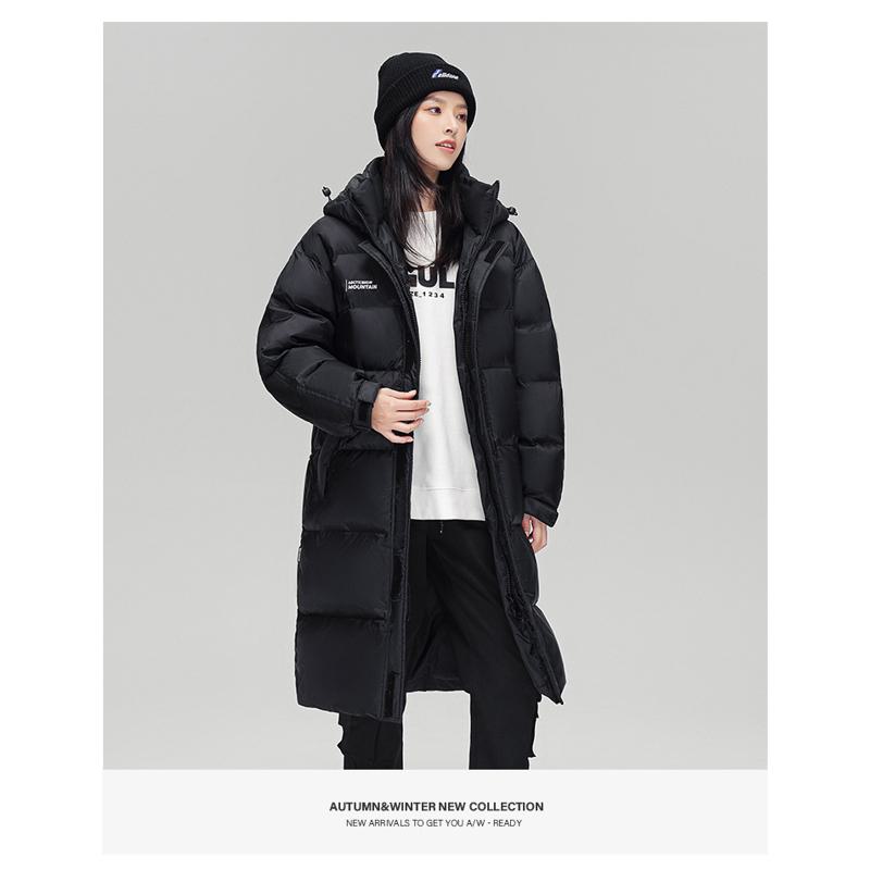 White Duck Down Loose Fit Knee-Length Down Coat