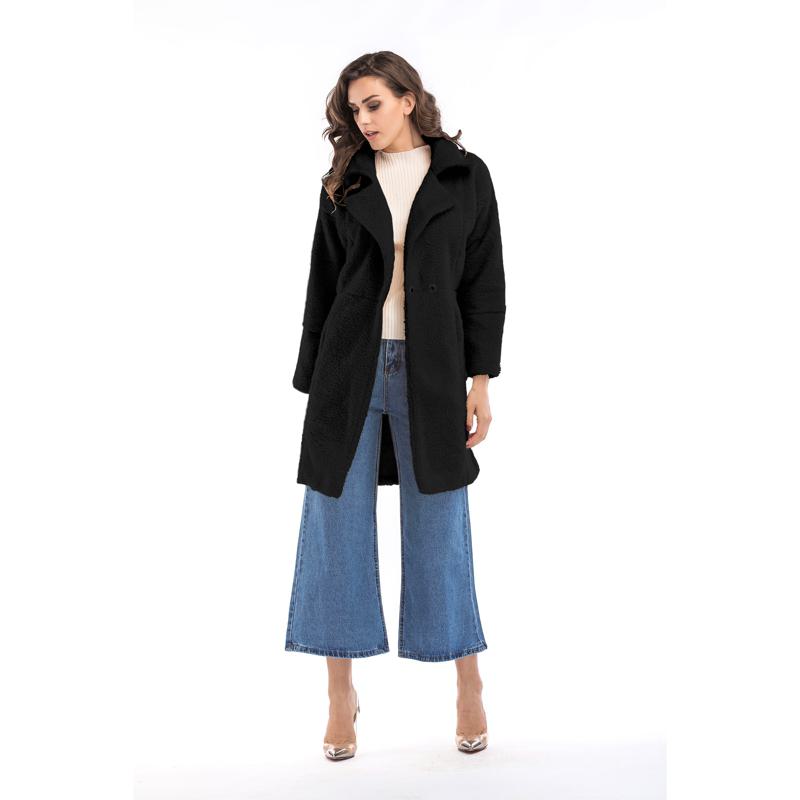 Abrigo de lana de cachemira de longitud media en color sólido, calidez y estilo