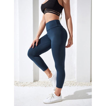 Leggings deportivos ajustados de yoga de cintura alta y alta elasticidad para correr y hacer ejercicio.