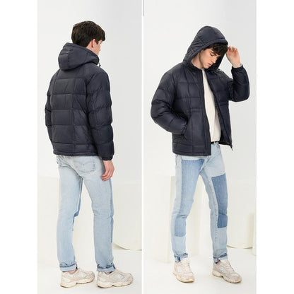 Zippered Pocket Thickened Hooded Down Jacket