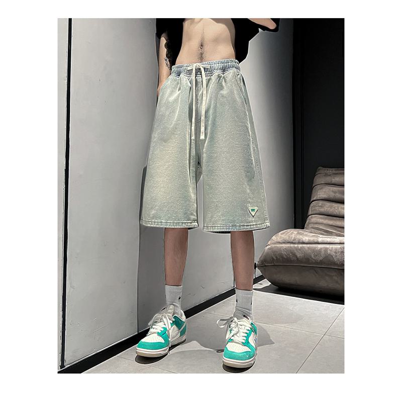 Versatile Elastic Waist Drawstring Waist Loose Fit Trendy Denim Shorts