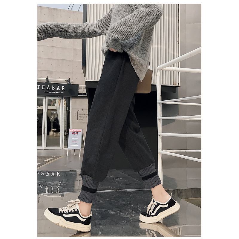 Plus Straight Starry Sky Woolen High-Waisted Loose Fit Pants