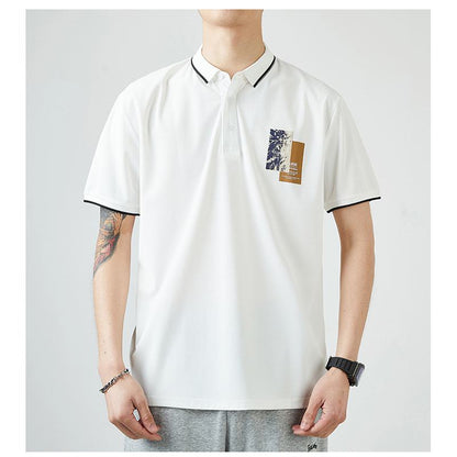 Poloshirt aus Eissilk mit kurzem Ärmel, elastischem Revers und lockerer Passform