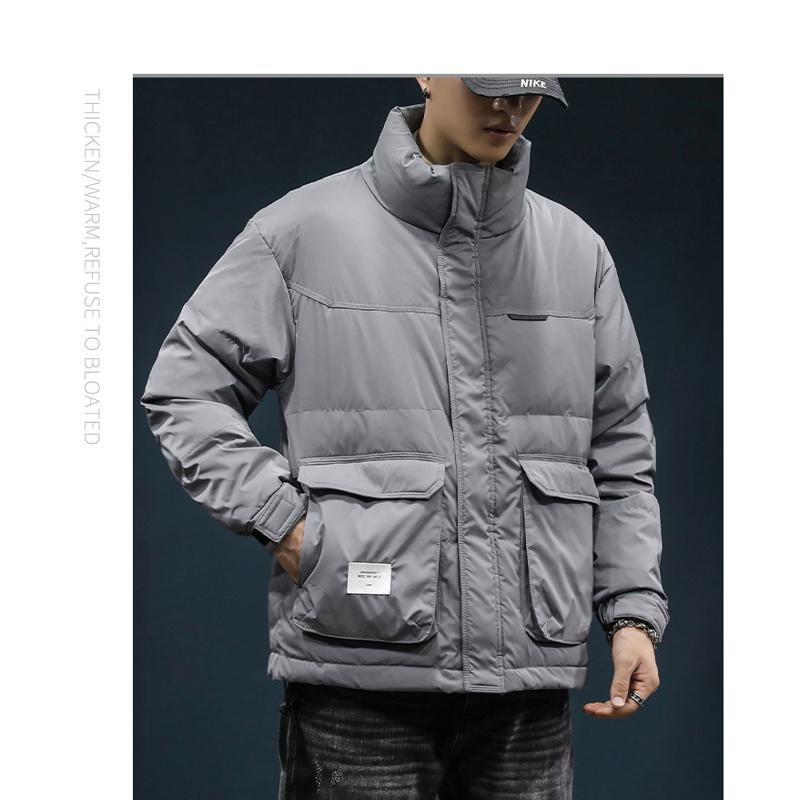 Thickened Stand-Up Collar Workwear Style White Duck Down Casual Down Jacket