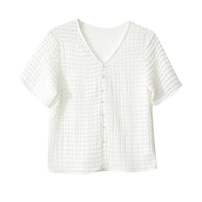 Exquisite Jacquard Blusen mit vielseitigem V-Ausschnitt und elegantem Muster