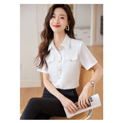 Patched Pocket Button Short Sleeve Shirt