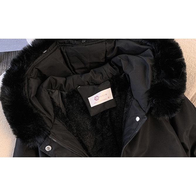 Cropped Cinched Waist Fur Collar Parka