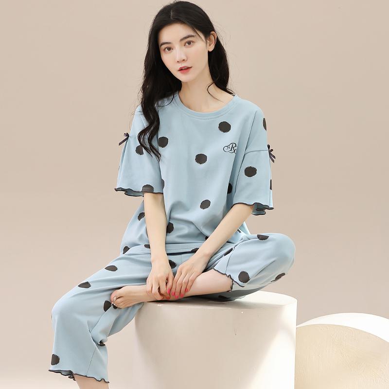 Spotted Dog Round Neck Pure Cotton Lounge Set