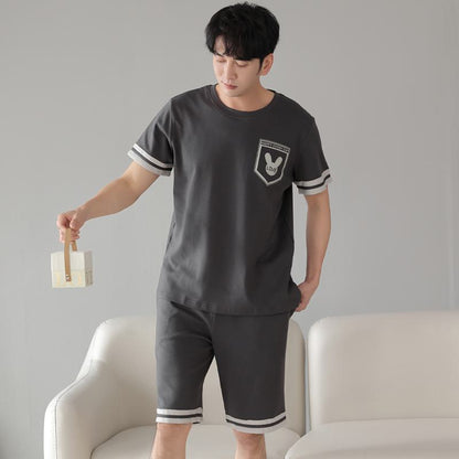 Bunny Tightly Woven Pure Cotton Short Sleeves Cartoon Lounge Set