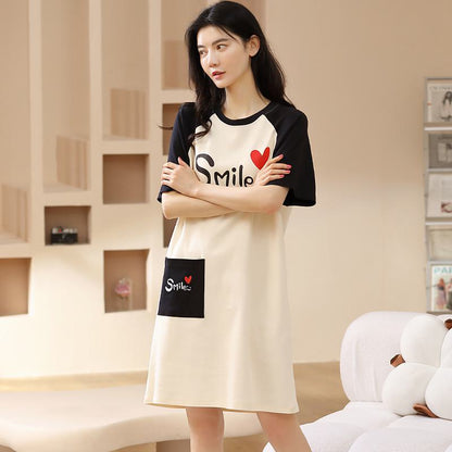 Simplicity Tightly Woven Pure Cotton Smiling Lounge Dress