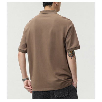 Einfaches Polo-Shirt aus reiner Baumwolle mit kurzem Ärmel und Reverskragen