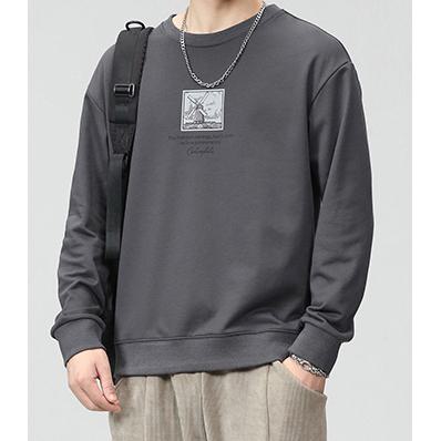 Simplicity Print Versatile Crew Neck Loose Fit Sweatshirt