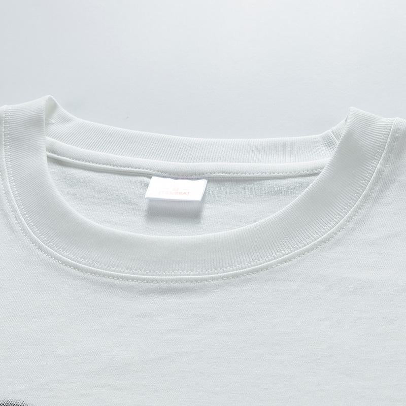 ルーズフィットのトレンディなレタープリントピュアコットン半袖Tシャツ