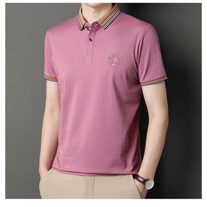 Premium Silk Cotton Casual Business Versatile Chic Short Sleeve Polo Shirt
