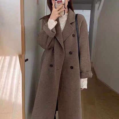 Knee-Length Classic Double-Breasted Overcoat
