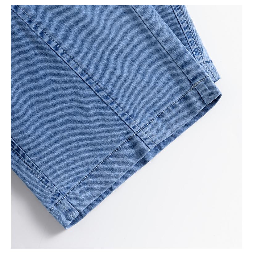 Soft Thin Straight Leg Slimming High-Waisted Draping Drawstring Waist Jeans