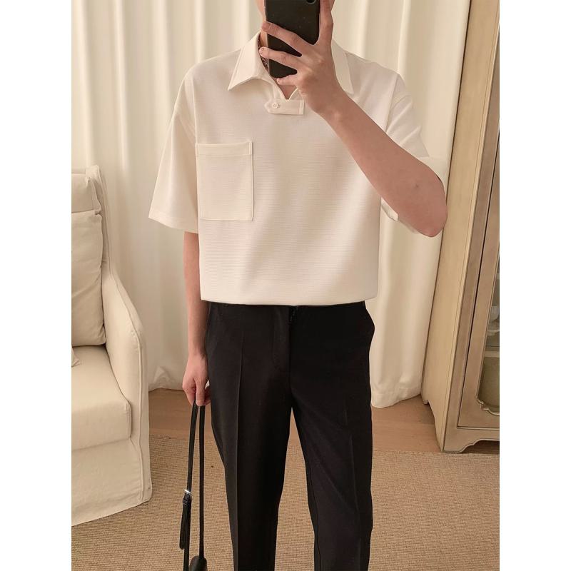 Trendy Print Solid Simplicity Short Sleeve Shirt