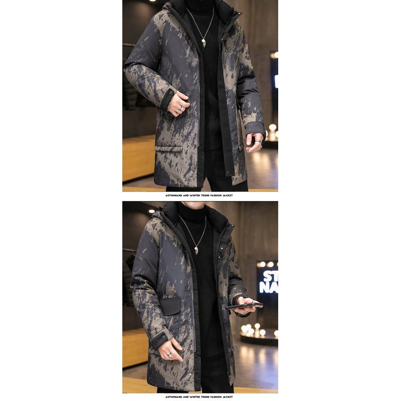 White Duck Down Pilot Thickened Camouflage Mid-Length Down Coat