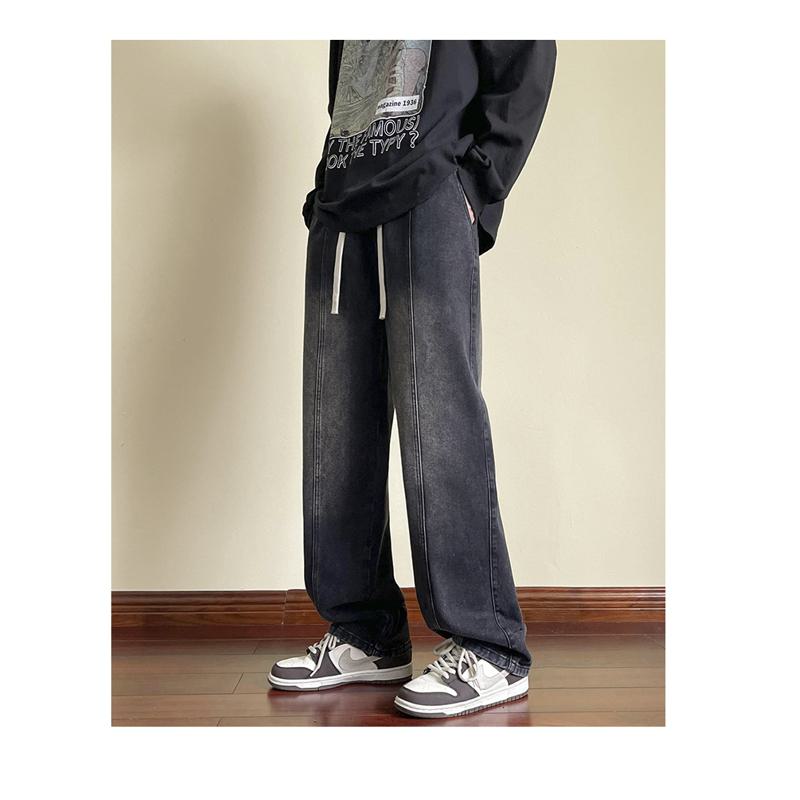 Jeans retro de cintura elástica con lazo y corte holgado