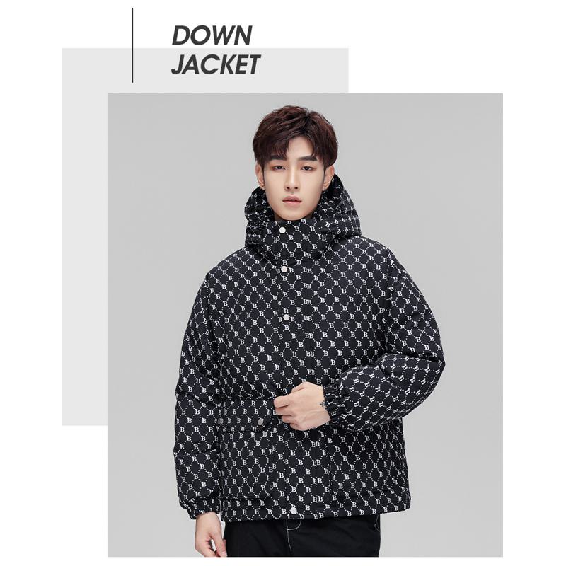 White Duck Down Thickened Loose Fit Hooded Down Jacket