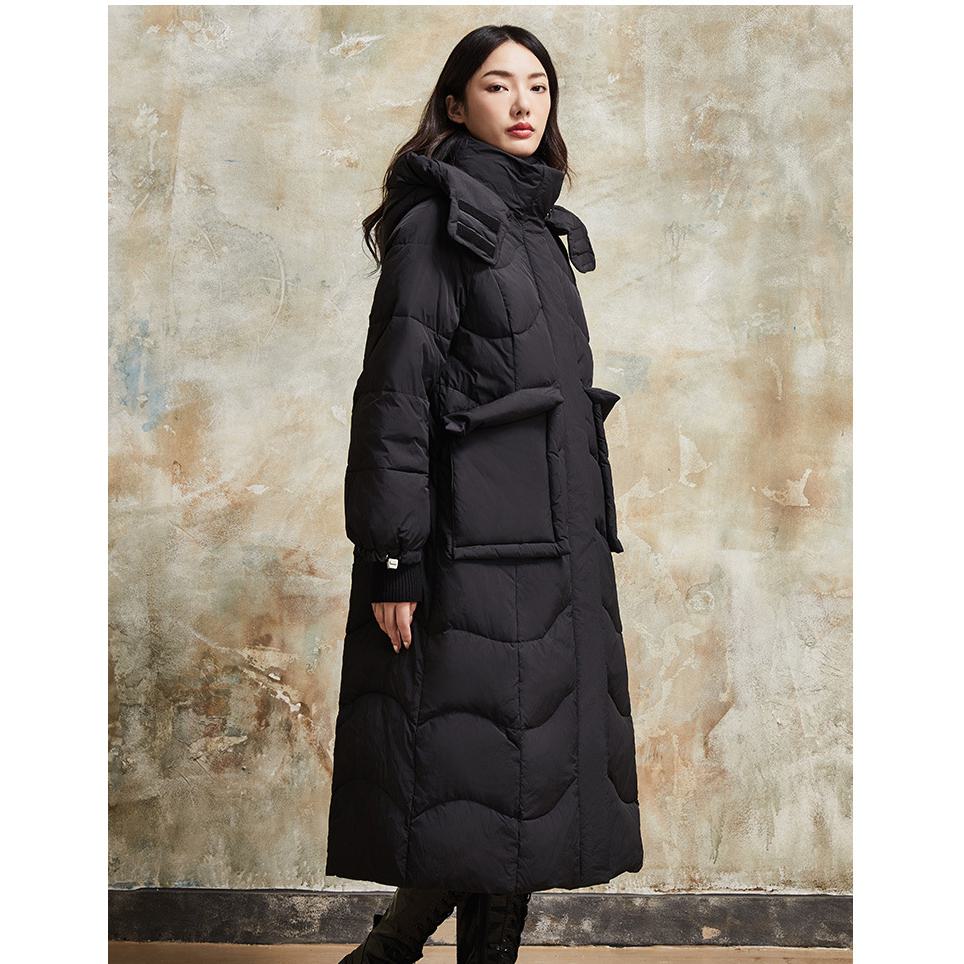 Hooded Simplicity Calf-Length Down Coat