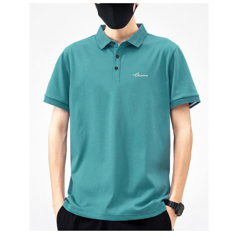 Trendy Lapel Business Silky Luster Casual Tencel Short Sleeve Polo Shirt