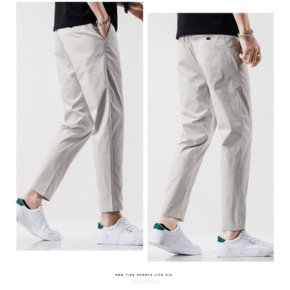Trendy Preppy Style Slim-Fit Elastic Waist Simple Chic Versatile Pants
