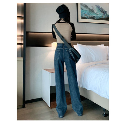 High-Waisted Simplicity Slimming Straight Leg Solid Color Jeans