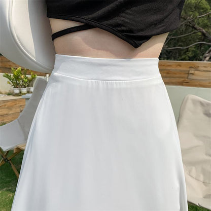 Falda de hada de cintura alta y color sólido, falda completa versátil y clásica.