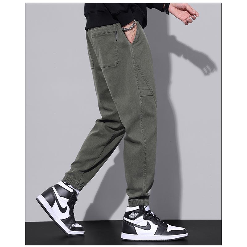 Pantalon ample en coton pur à taille élastique et ajustement fuselé polyvalent