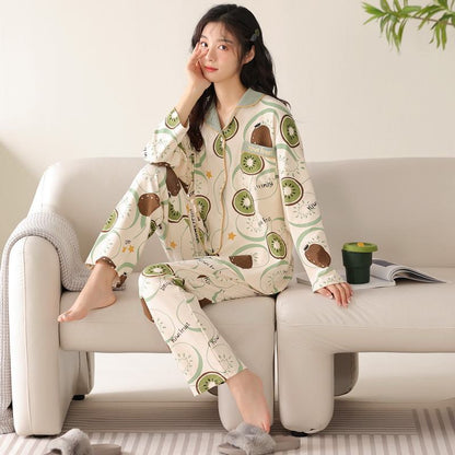 Button Front Tightly Woven Pure Cotton Fruit Pj Set