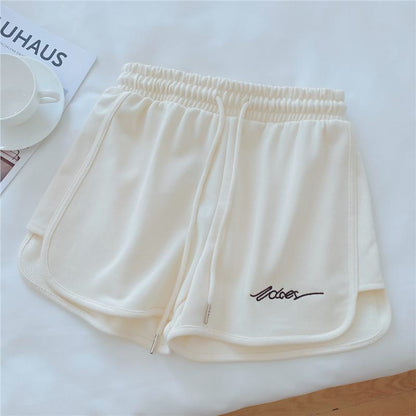 Embroidery High-Waisted Worn Outside Casual Loose Fit Sports Wide-Leg Fish Scales Shorts