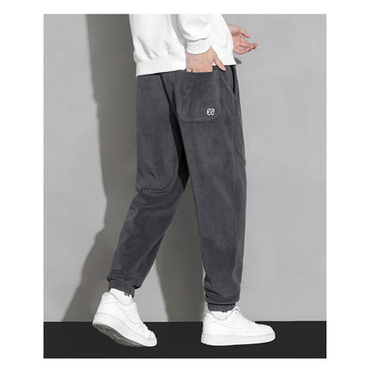 Pantalon de survêtement décontracté et tendance, épais et chaud, avec une texture granulaire