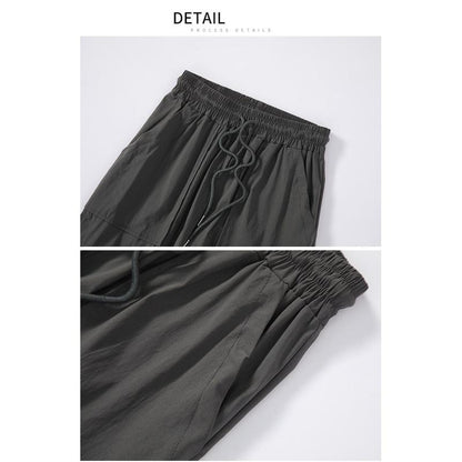 Breathable Quick-Drying Drawstring Waist High-Waisted Harem Thin Draping Tapered Cargo Pants