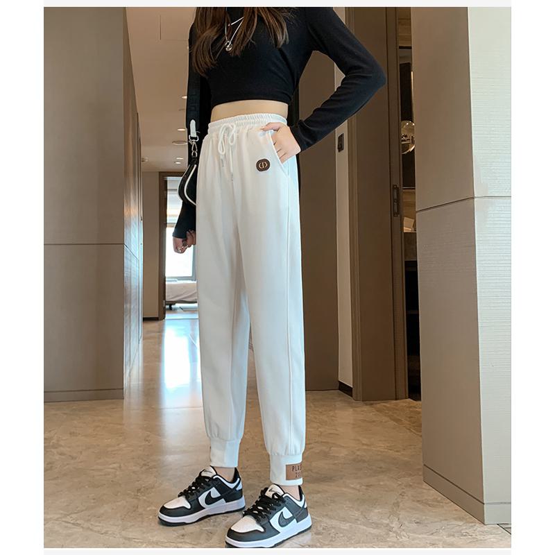 Casual Banana-Shaped Plus Sports Patched Detail Loose-Fit Sweatpants