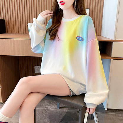 Sweatshirt mit Rundhalsausschnitt aus Fasertwill im Farbverlauf und Batikmuster