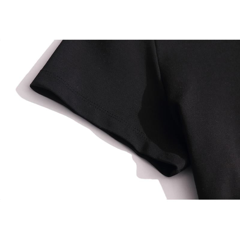 Camiseta de manga corta suelta de algodón puro negra