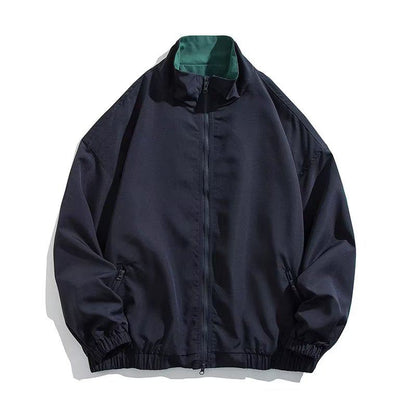 Windproof Stand-Up Collar Loose Fit Workwear Style Harrington Jacket