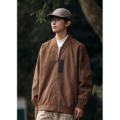 Solid Color Water-Resistant Bomber Jacket
