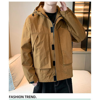 Trendy Solid Hooded Jacket