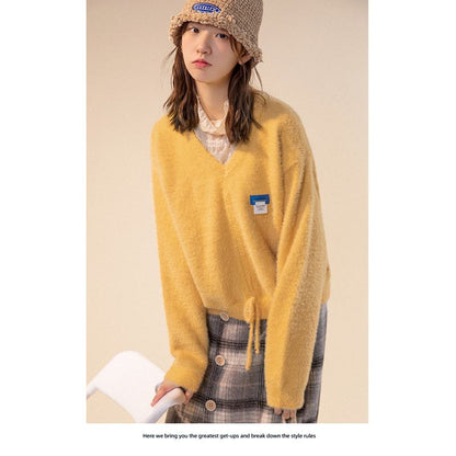 Knit Sweater V-Neck Thickened Niche Sweater
