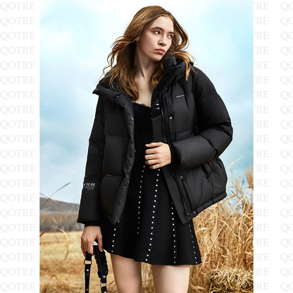 Hooded Cropped Puffa Down Jacket