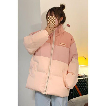 Stand-Up Collar Pink Niche Gradient Puffer Jacket